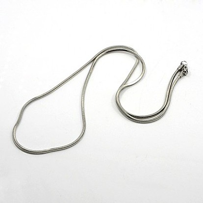 Men Square Snake Chains Necklace, 304 Stainless Steel Necklaces, with Lobster Claw Clasps, 23.6 inch(60cm)