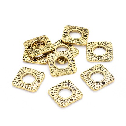 Tibetan Style Links/Connectors, Chandelier Components, Lead Free and Cadmium Free, Square, 18x18x2mm, Hole: 1mm