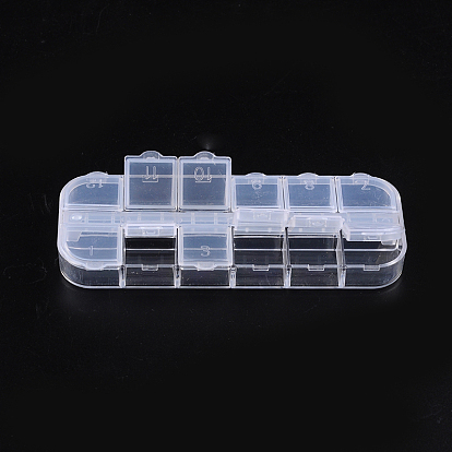 Conteneurs de perle plastique, flip top stockage de perles, 13x5x1.5 cm