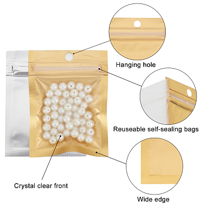 AHANDMAKER 120 Pcs 3 Colors Plastic Zip Lock Bag, Storage Bags, Self Seal Bag, Top Seal, with Window and Hang Hole, Rectangle