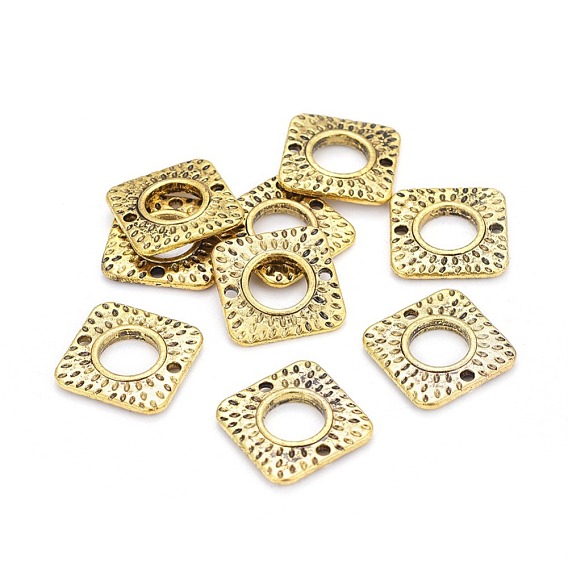 Tibetan Style Links/Connectors, Chandelier Components, Lead Free and Cadmium Free, Square, 18x18x2mm, Hole: 1mm