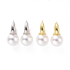 Plastic Pearl Hoop Earrings, Brass Jewelry for Women, Cadmium Free & Lead Free