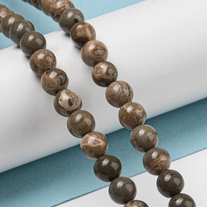 Brins de perles de pierre de carte naturelle/pierre picasso, ronde