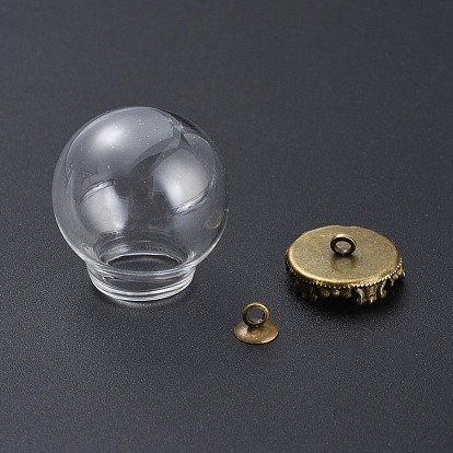 Fabrication de pendentifs de couverture de bulle de globe de bricolage, avec pendentif en perles de fer et perles de verre soufflé faites à la main transparentes