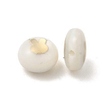 Natural Freshwater Shell Beads, Flat Round with Rabbit