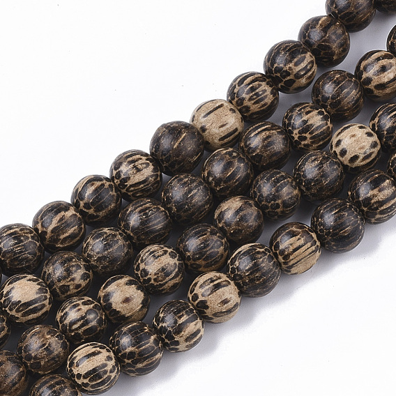 Undyed & Natural Bodhi Wood Beads Strands, Waxed, Round