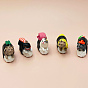 PVC Plastic Cartoon Pendants, with Platinum Tone Iron Loops, for DIY Keychain Making, Cat Sushi Charms