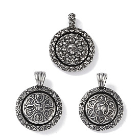 Viking 316 Surgical Stainless Steel Rotatable Pendants, Antique Silver, Flat Round Charm