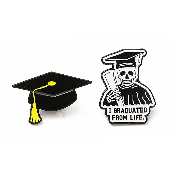Pin de esmalte de tema de graduación, Broche de aleación negra de electroforesis para ropa de mochila