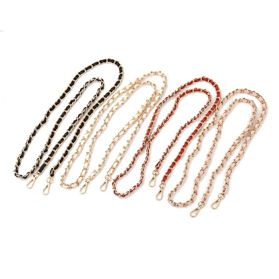 Bag Chains Straps, Iron Curb Link Chains, with Alloy Swivel Clasps & PU Leather Material, for Bag Replacement Accessories