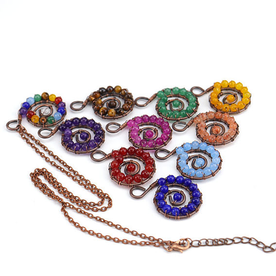Collier pendentif conque en perles d'agate teinte naturelle avec chaînes en alliage