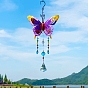 Carillons éoliens papillon en métal, avec des charmes de verre, ornements suspendus