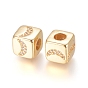 Micro cuivres ouvrent zircone cubique perles européennes, Perles avec un grand trou   , plaqué longue durée, cube avec motif