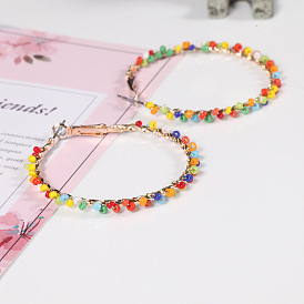 Colorful Woven Beaded Hoop Earrings - Bold, Versatile and Trendy Ear Accessories