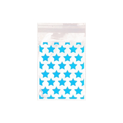 50Pcs Rectangle PE Plastic Cellophane Bags, Star Pattern