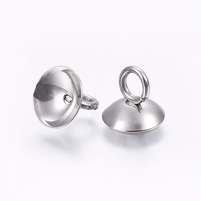 201 Stainless Steel Bead Cap Pendant Bails, for Globe Glass Bubble Cover Pendant Making