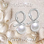 SHEGRACE 925 Sterling Silver Stud Earrings, with Shell Pearl