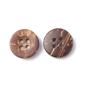 Carved Round 4-hole Basic Sewing Button, Coconut Button, 13mm, 100pcs/bag