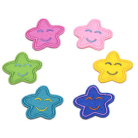 Star with Smiling Face Computerized Embroidery Cloth Iron on/Sew on Patches, Costume Accessories