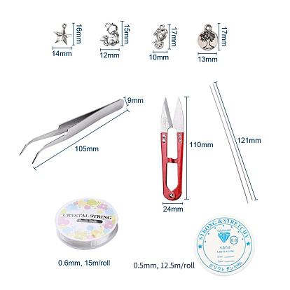 DIY Stretch Jewelry Making Kits, Including Glass Seed Beads, Metal Findings, Stainless Steel Scissors, Elastic Crystal Thread, Steel Beading Needles