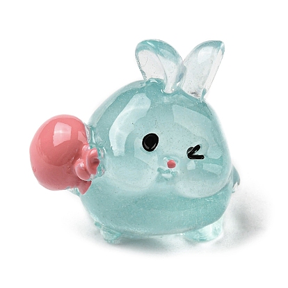 Luminous Resin Rabbit Ornament, Glow in the Dark Minifigure Cartoon Bunny Display Decoration