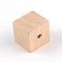Незаконченные деревянные бусы, натуральные деревянные бусы, без свинца, кубические, 15~15.5x15~15.5x15~15.5 мм, отверстие : 3 мм