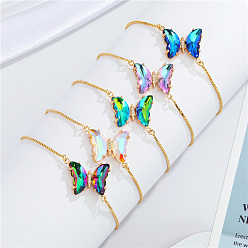 Bijoux européens, bracelet papillon en cristal simple et élégant, réglable, pour femmes