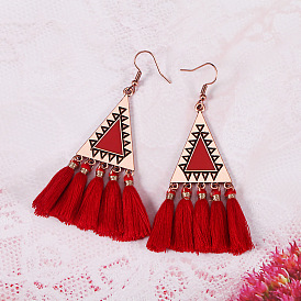 Chinese Red Triangle Cutout Dangle Earrings for Year of the Ox Celebration