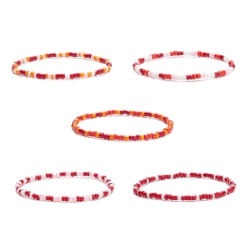 5 pcs 5 couleurs ensemble de bracelets extensibles en perles de verre pour femmes