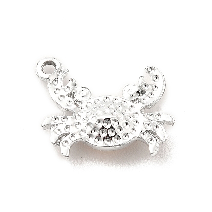UV Plating Alloy Pendants, with Crystal Rhinestone and Glass, Platinum, Crab Charms