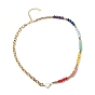 Collier de perles de pierres précieuses naturelles mélangées avec coeur en émail, bijoux sur le thème du yoga chakra pour femmes, or