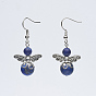 Tibetan Style Alloy Dangle Earrings, with Natural Gemstone Beads and Brass Earring Hooks