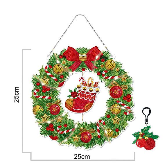 DIY Plastic Hanging Sign Diamond Painting Kit, for Home Decorations, Wreath