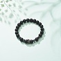 Natural Lava Rock & Synthetic Hematite Stretch Bracelet with Alloy Crown, Essential Oil Gemstone Jewelry for Women