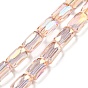 Transparent Glass Beads Strands, AB Color Plated, Faceted Column