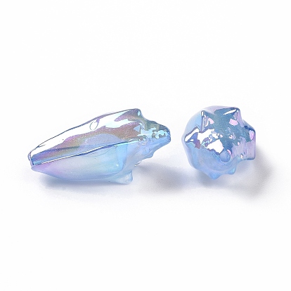 UV Plating Rainbow Iridescent Acrylic Beads, Conch Shape
