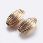 Brass Corrugated Beads, Plated, Rice