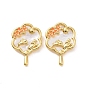 Natural Shell Brass Pendants, Mirror Charm with Flower & Rabbit