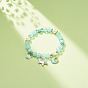 Bracelet extensible en perles d'imitation acrylique avec breloques en alliage d'émail pour femme