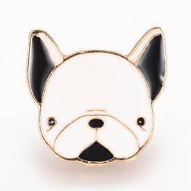 Alloy Enamel Brooches, Enamel Pin, with Brass Finding, Dog, Light Gold