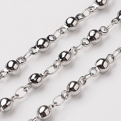 304 cadenas de eslabones bolas de acero inoxidable, soldada, cadenas decorativas, con carrete, 3.5 mm