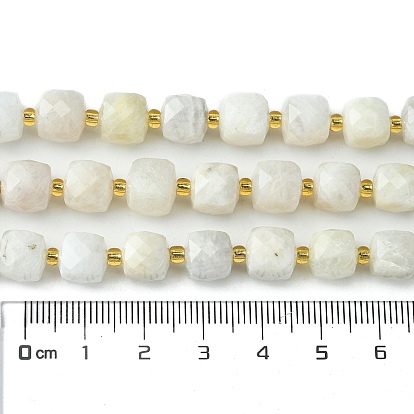 Brins de perles en pierre de lune naturelle/multi-pierres de lune, avec des perles de rocaille, cube à facettes