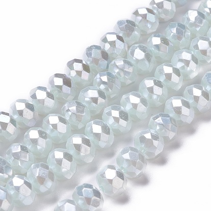Perles verre opaque brins, facette, rondelle