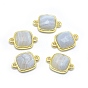 Natural Gemstone Links/Connectors, with Golden Tone Brass Findings, Square, Faceted