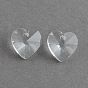 Coeur pendentifs en verre transparent, facette, 14x14x8mm, Trou: 1.5mm