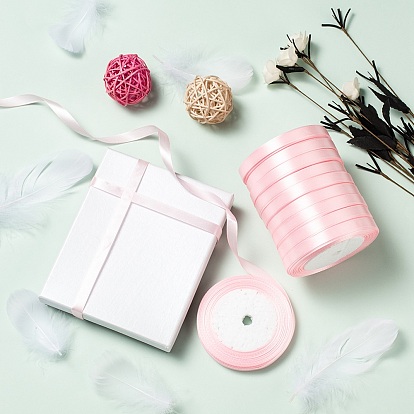 Ruban de satin à face unique, Ruban polyester, ruban de cancer du sein rose conscience fabrication de matériaux, valentines cadeaux jour, emballages boîtes