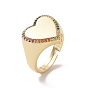 Colorful Cubic Zirconia Heart Adjustable Ring, Brass Signet Ring for Women, Cadmium Free & Lead Free