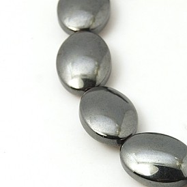 Non-magnetic Synthetic Hematite Beads Strands, Grade A, Oval, Hole: 1mm
