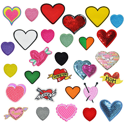 Love Heart Computerized Embroidery Cloth Iron on Patches, Stick On Patch, Costume Accessories, Appliques, for Valentine's Day