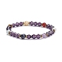 Chakra Theme Natural Mixed Stone Round Beads Stretch Bracelet, Transparent Glass Beads Bracelet